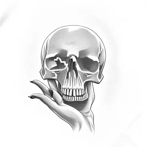 Faceless Man Soluting With A Skull Hand