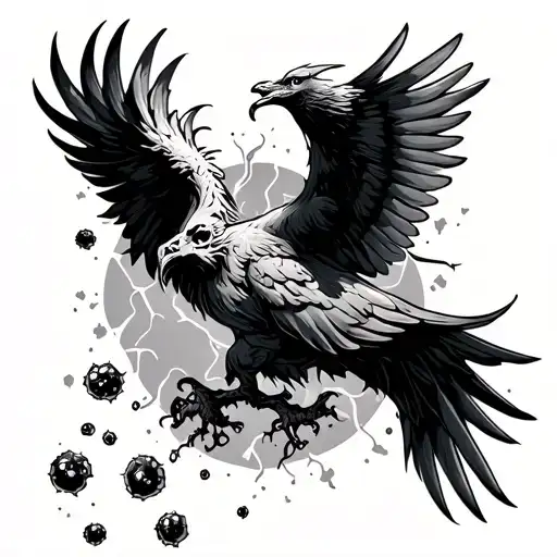 Tattoo With Dead Cancer Cells And Phoenix Flying