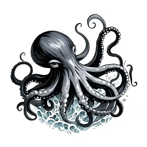 Octopus With Tentacles In The Filling Wave Pattern