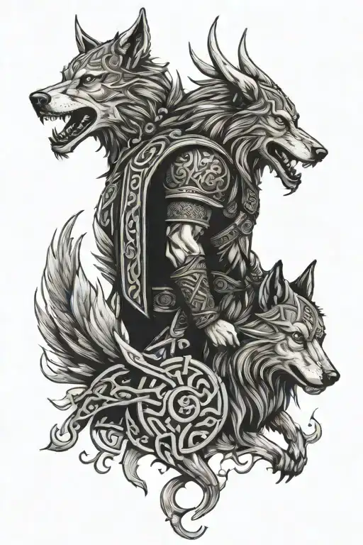 Viking With Fenrir Viking Norse Wolf