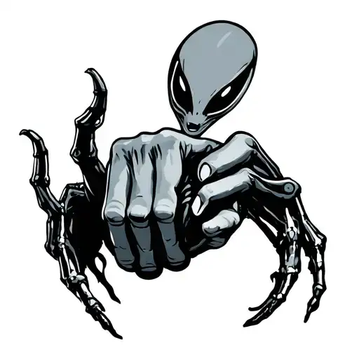 Alien Swearing Two Fingers Space Background