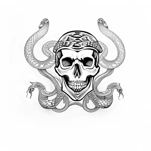 Skull With Snake