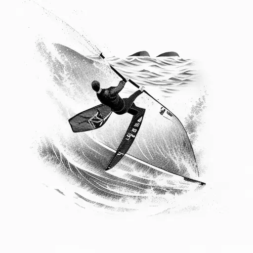 Windsurfing On Wavey Lake That Goes Into Mountain Topography