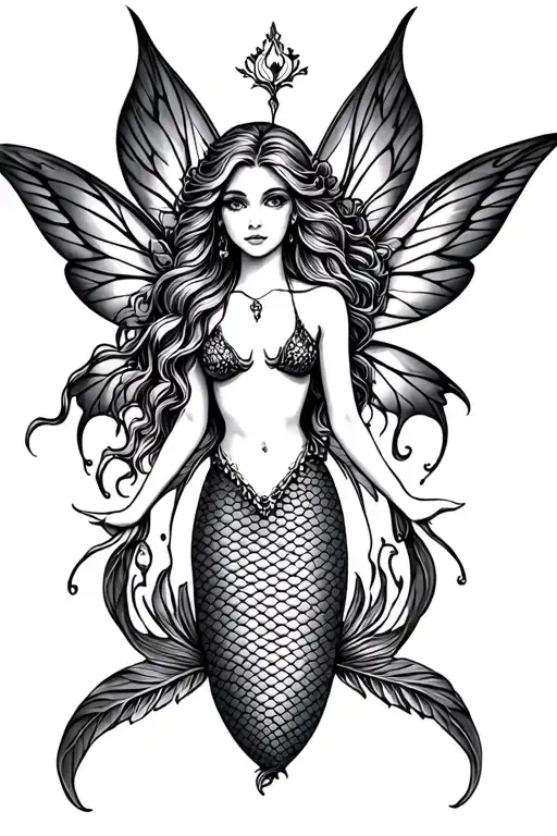Vintage Fairy Mermaid Symmetrical