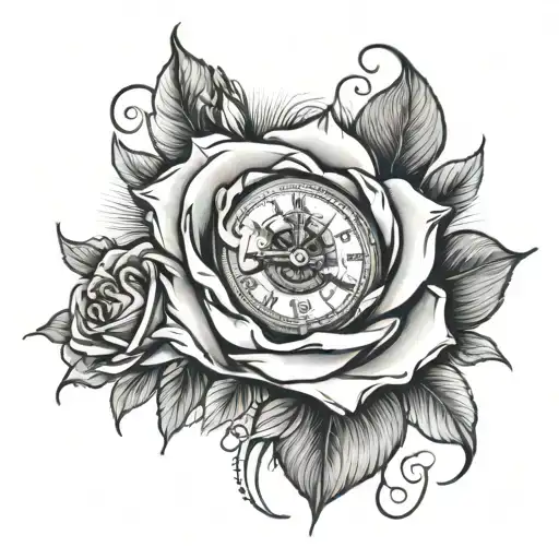 Clock Inside A Rose