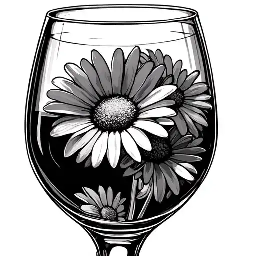 Wine Glass With Daisy