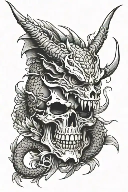 Dragon Samurai Skull With Koi Fish