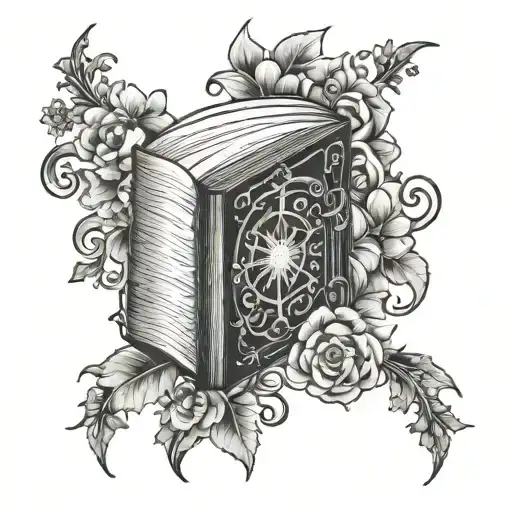 Magical Spell Book Surrounded By Bold Floral