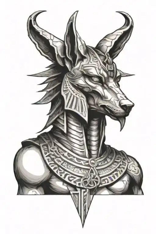 Ancient Egypt God Angry Anubis With His Cross Eye Symbol Integrated