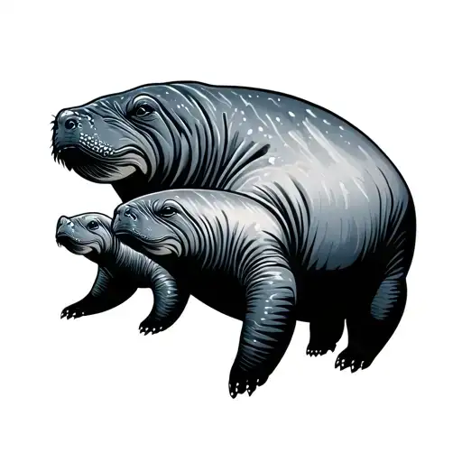 Manatee Dad And Daughter