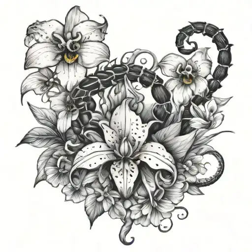 Scorpion And Orchid Flower