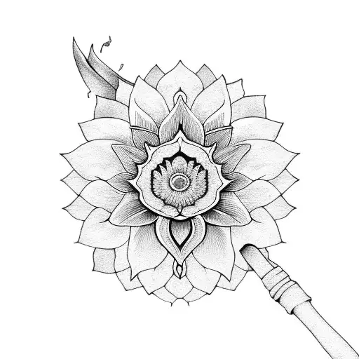 Handfan With A Blue Lotus On It