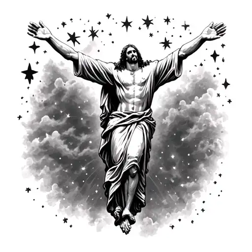 Jesus Reaching Towards The Stars