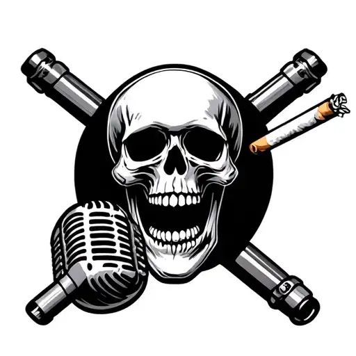 Rockabilly Skull Microphone Pistons Cigarette