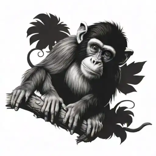 Monkey Hanging On A Brunch