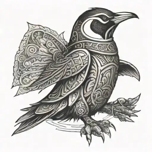 A Penguin In The Style Of A Ikaika Warrior With Armor