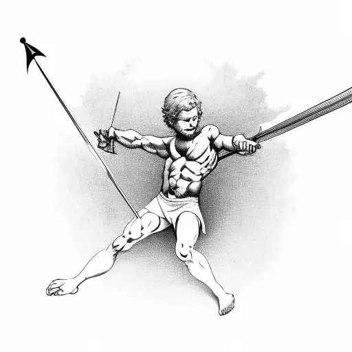 Cupid Shooting Man Through The Heart With Arrow