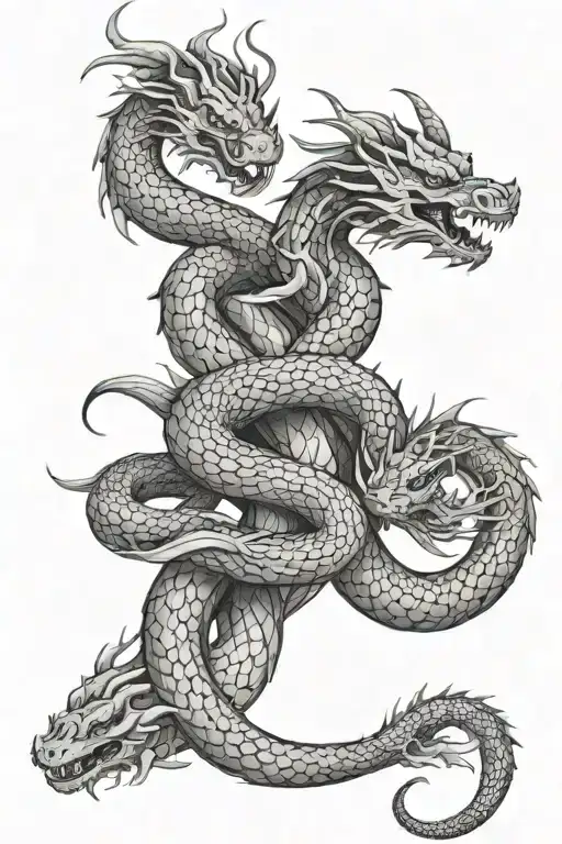 A Serpent And Dragon Wrapping Around Each Other