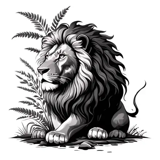Lion And Plant