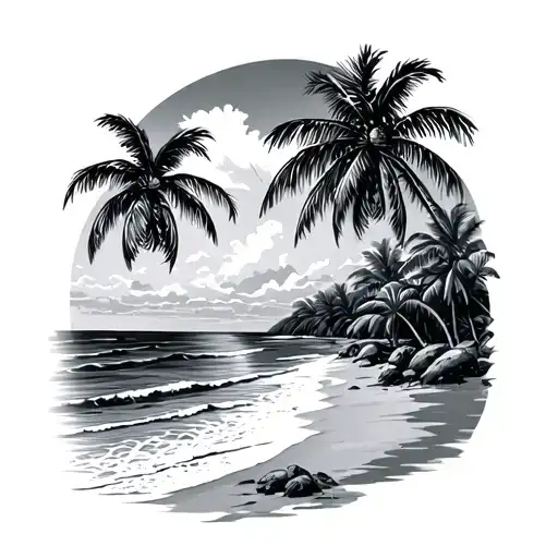 Palm Trees Beach Scene