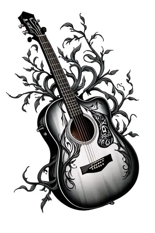 Acoustic Guitar With Vines Wrapped