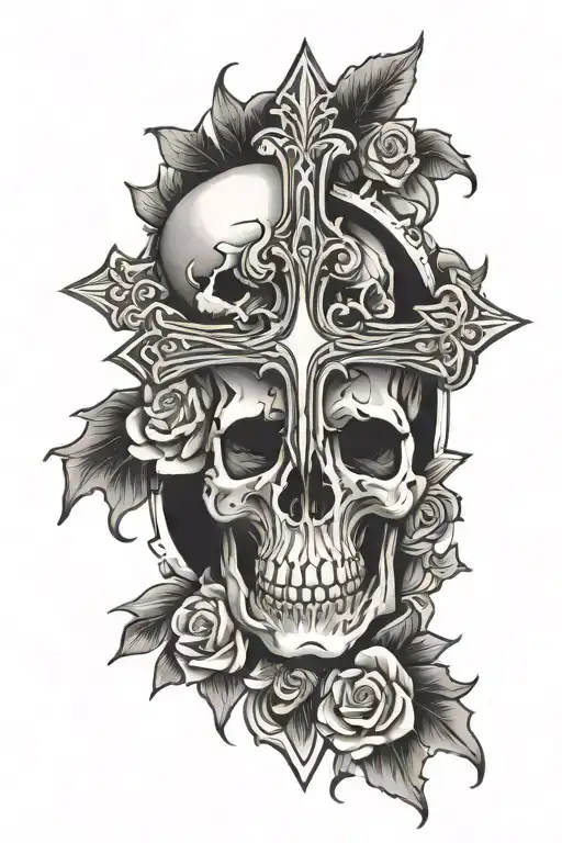 Cross With Skull In The Center