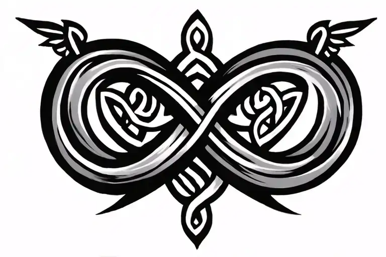 Celtic Sagittarius Gemini Zodiac Sign Intertwined Infinity Symbols