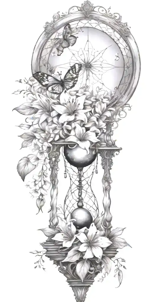 An Hourglass Moon Dream Catcher Filled With Lilies And Butterflies Queen Anne's Lace Nature Tears