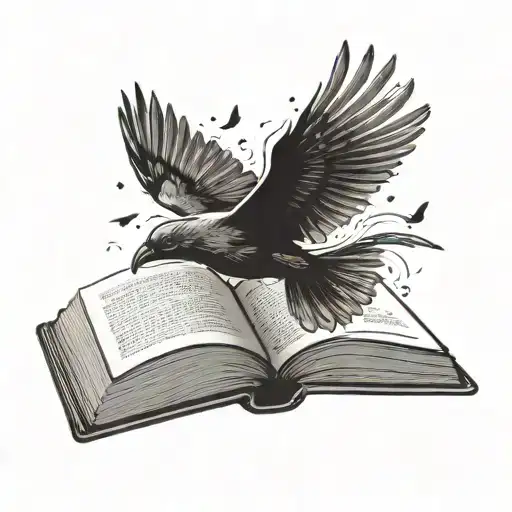 A Silhouette Of A Bird Flying Over An Open Book