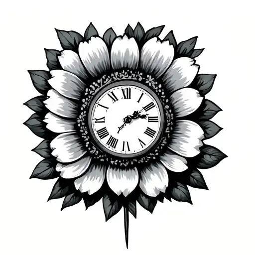 Flower And Head Of Death Clock
