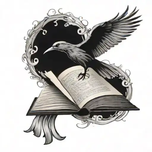 A Silhouette Of A Bird Flying Over An Open Book