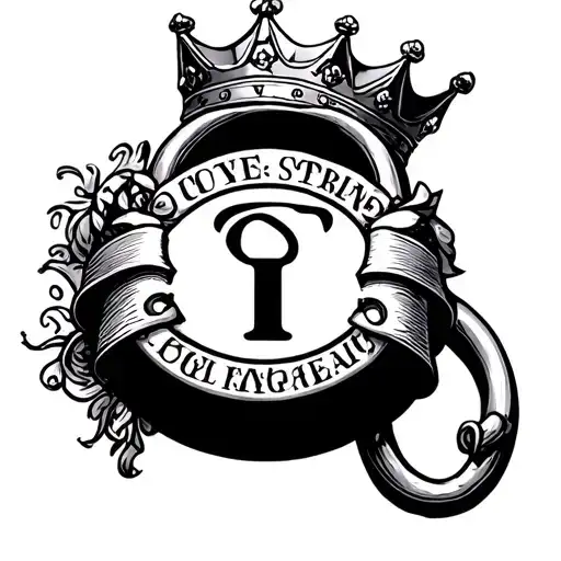 Lock With Crown On Top With Intitials Tj