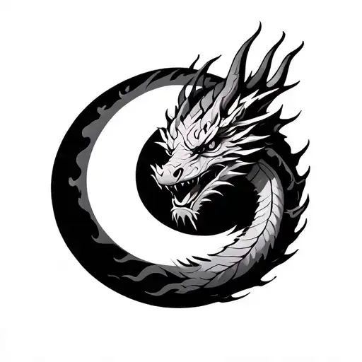 Dragon With Moon