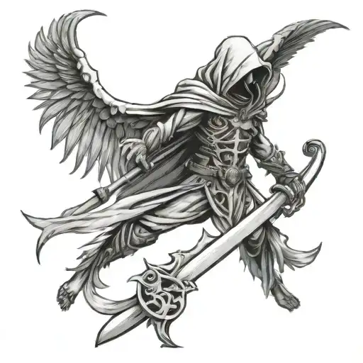 Reaper Scythe With Wings Spread Wide