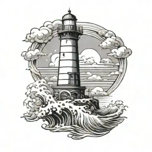Lighthouse In Sea Waves