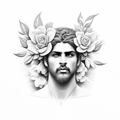 Greek God With Floral Around It