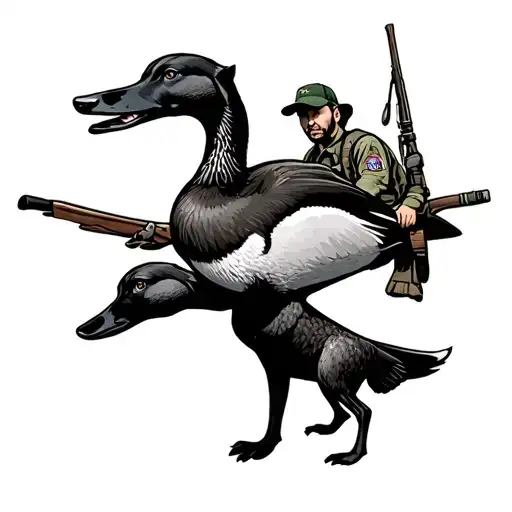 Duck Hunting With Dog And Hunter