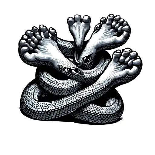 Cancer Sign With Feet Snakes