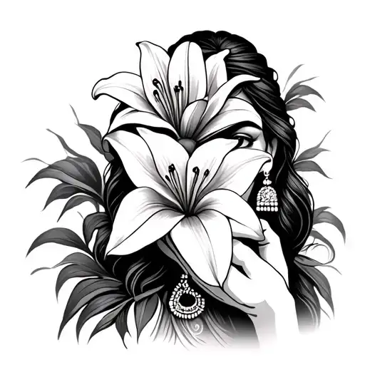 Indian Female Hand Holding A Lily Flower