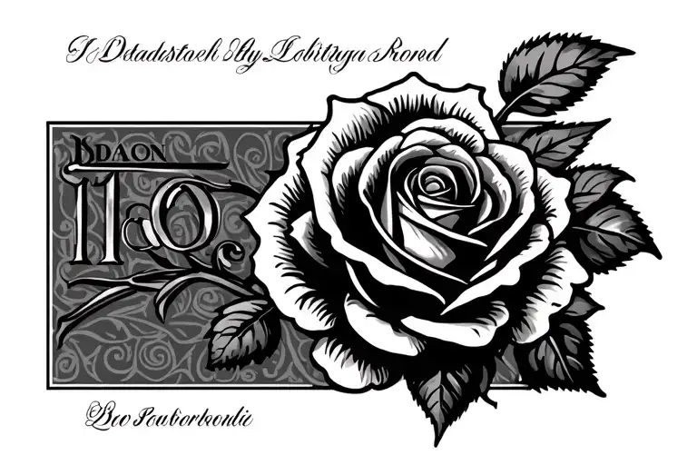 Horizontal Rose With A Roman Date Above The Rose