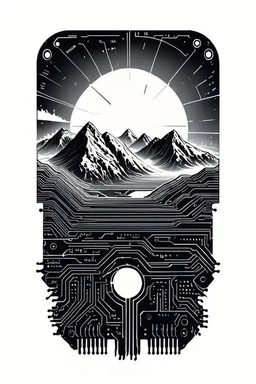 Audio Engineering Circuitry Schematic With A Spectral Sound Wave That Resembles Mountains