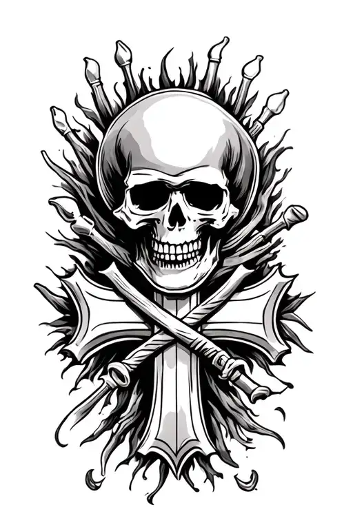 Pirate Skull Around A Cross