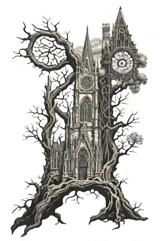 Tree And Eye And Gothic Cathedral