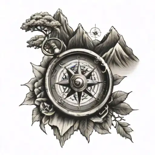 Compass And Mountains