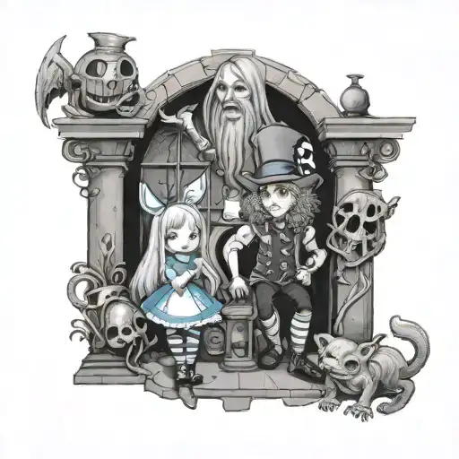 Alice In Wonderland Characters In A Crypt With A Berserk Twist