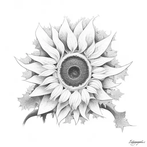 Oak Tree And Sunflowers