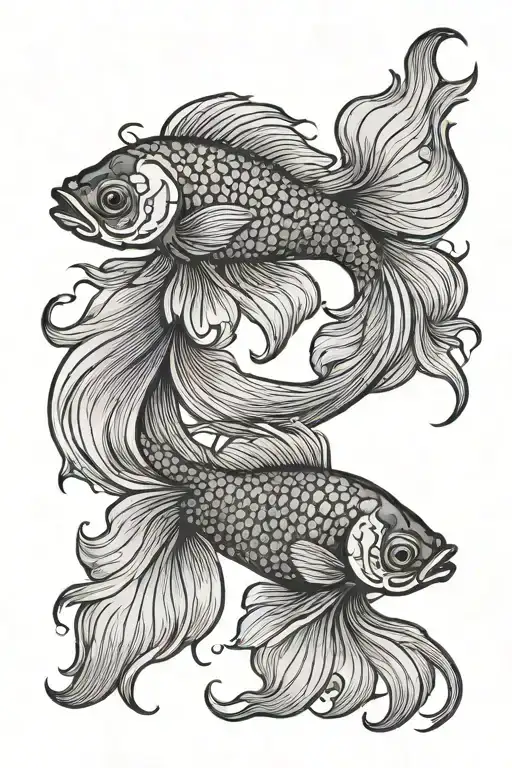 Two Betta Fish Ying Yang