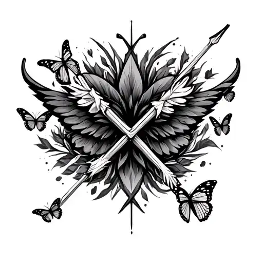 Arrow With Butterflies Around It