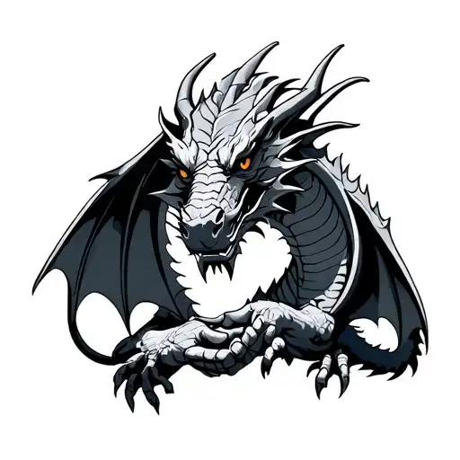 Medieval Dragon Holding Hands