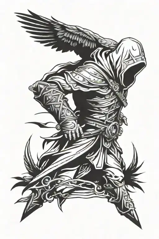 Assassins Creed Logo With Bird Perched